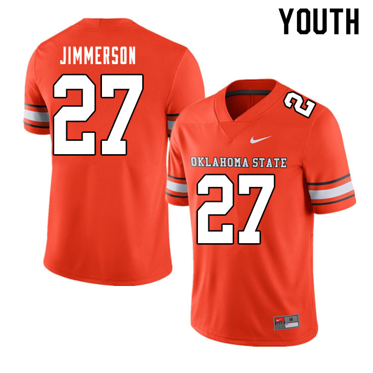 Youth #27 Anthony Jimmerson Oklahoma State Cowboys College Football Jerseys Sale-Alternate Orange